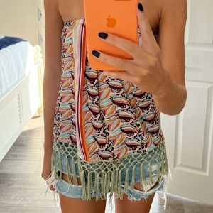 Anthropologie Fringescarf Tube Top